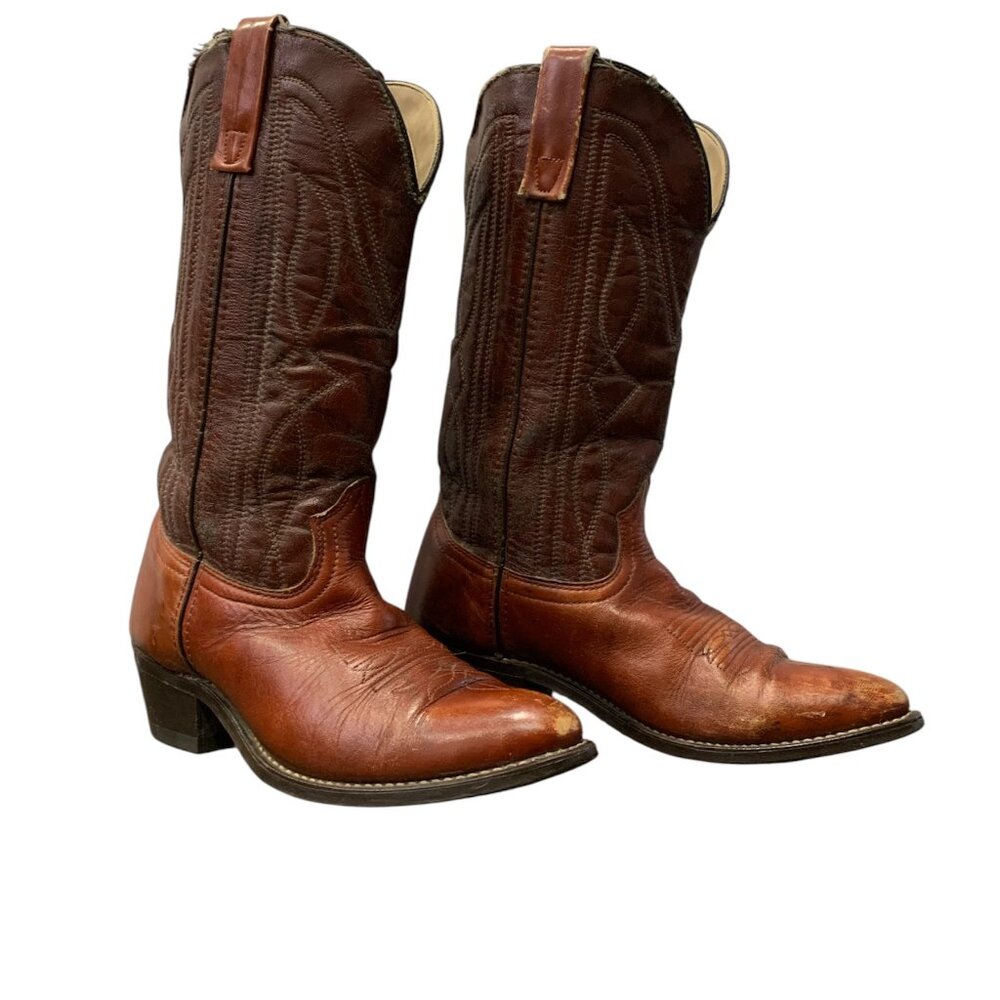 🤠 Classic Leather Cowboy Boots — Distressed Western Style 🤠